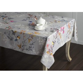 Maison d' Hermine Table Cover 60"x90" 100% Cotton Decorative Washable Rectangle Tabletop Tablecloths, Kitchen, Party, Wedding & Camping, Equinoxe - Grey - Thanksgiving/Christmas
