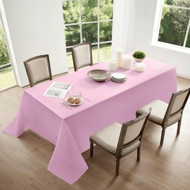 Aocoz Rectangular Tablecloths 90x132 Inch 2 Pack Pink Polyester Washable Decorative Rectangle Table Cloths for Dining Table Banquets Buffet Parties and Wedding