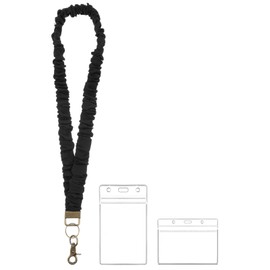 Teacher Lanyards for ID Badges Keys, Retractable Keychain Holder Scrunchie Lanyard for Keys Women Nurse Cruise Ship (Black)