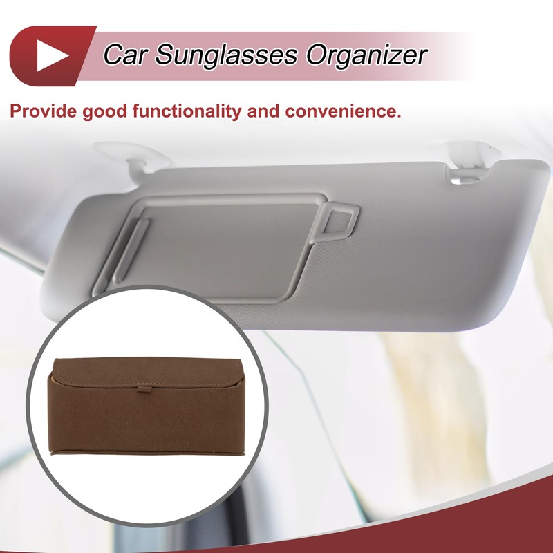 X AUTOHAUX Car Sunglasses Case with Magnetic Universal Sun Visor
