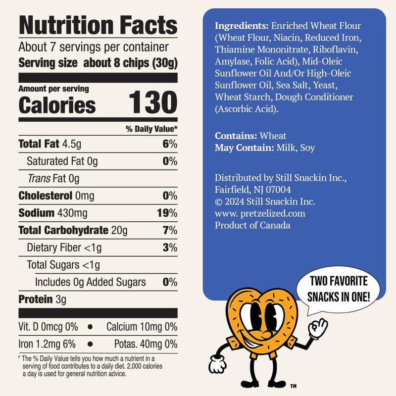 PRETZELIZED Snacks PRETZELIZED Pretzel Pita Chips, Sea Salt Flavored, 7oz