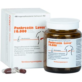 PANKREATIN Laves 10,000 Ph.Eur.Einh.msr.msr Hard Caps. Pack of 100