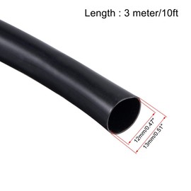 TOP-VIGOR Black PVC Tube Wire Harness Tubing, 1/2-inch(12mm) ID 0.51"(13mm) OD 10ft Length Sleeve