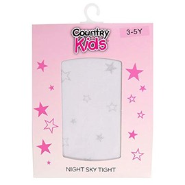 Country Kids Girl's Night Sky Tights, White (White/Silver), 6 (Size:6-8 Years)
