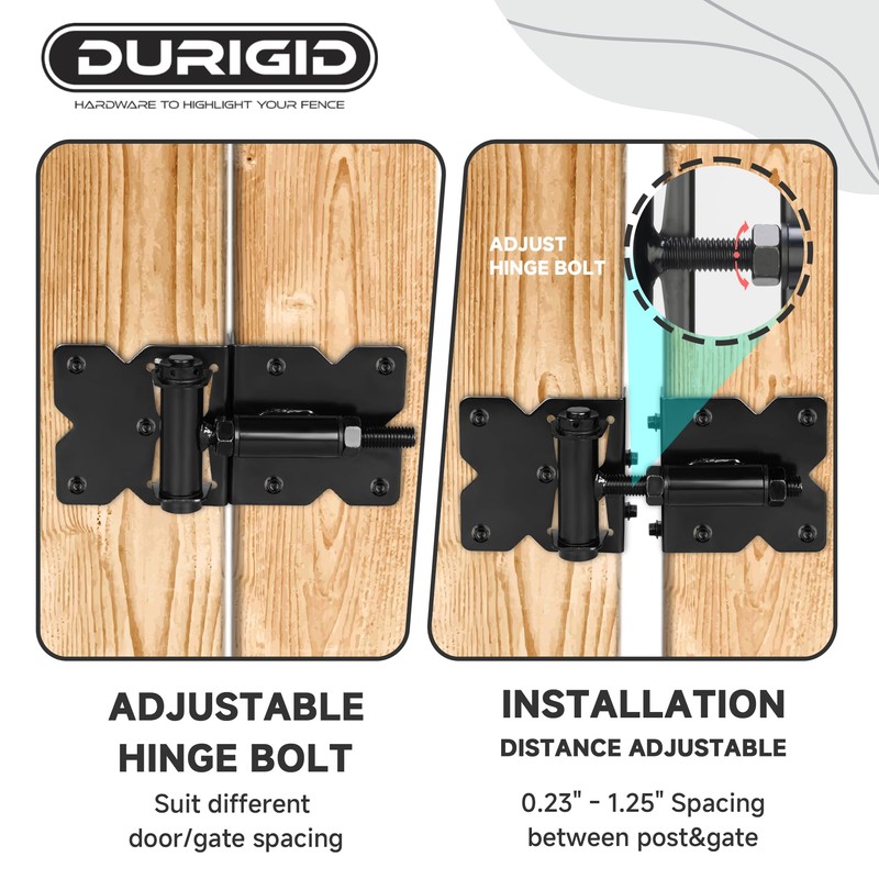 DURIGID Automatic Self Closing Gate Hinge for Vinyl, Steal Gate,