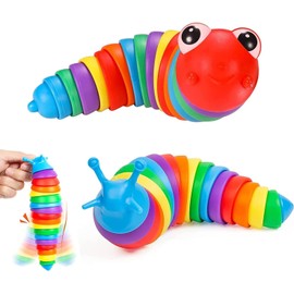 WIVIEW Juguetes Fidget Slug, 2 Piezas Juguete Sensorial para Aliviar el Estrés y Ansiedad, Lindo Aspecto de babosas y orugas en Colores intensos para Regalos, niños, Alivio del Estado de ánimo