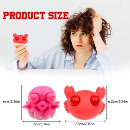 2P Popping Out it Eyes Squishy Squeeze Toy,Funny Octopus Crab Pinch Toy Stress Relief Toys,Squeeze Marine Fish Toy Novelty Fidget Hand Toys for Xmas Stocking Fillers Kids Adults Autistic Birthday Gift