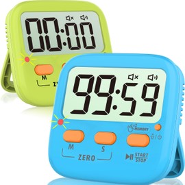 Azosowo 2-Pack Timer for Kids, Digital Kitchen Timers for Cooking, Classroom Timer for Teacher, Egg Timer, Magnetic Countdown Timer for Study, Exercise, Oven Baking - Battery Included