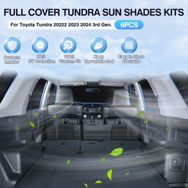 Sunsdrew Windshield Sun Shade for Toyota Tundra 2022-2024 Full Privacy Side Rear Window Shade Cover Kit Foldable Sun Visor Protector Blocks UV&Heat Tundra Interior Accessories(6PCS)