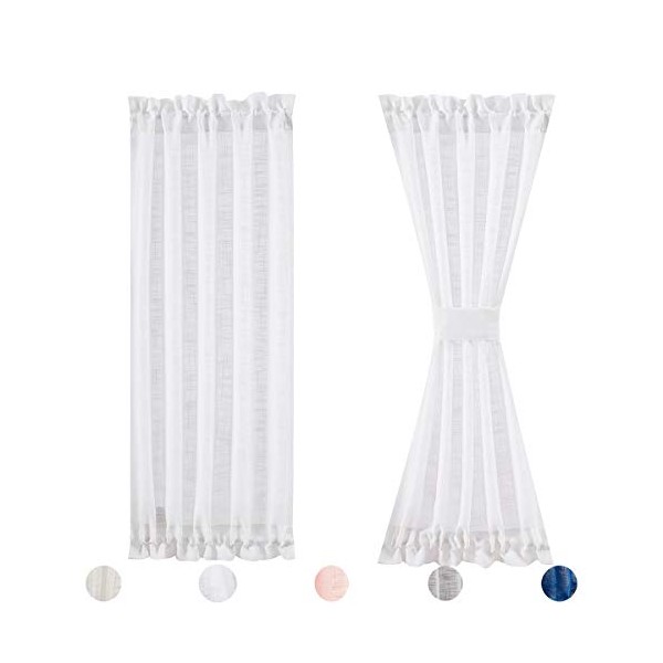 Fmfunctex White Sidelight Door Panels 40" Short Linen Texture Semi