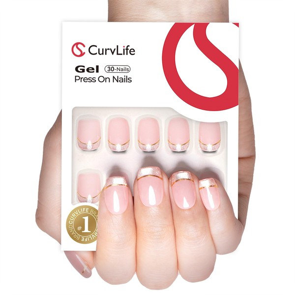 Curvlife Soft Gel Press on Nails, Cat Eye French Nail