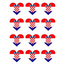 Generisch Set of 12 Croatia Heart Stickers Weatherproof and UV Protection Set Croatia