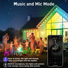 INZIDOL Permanent Outdoor Lights, 15 m RGB Waterproof Eaves Lights, Outdoor, IP 68 Outdoor Fairy Lights for Christmas Lighting, Party Daily RGB Roof Edge Lighting with App Control