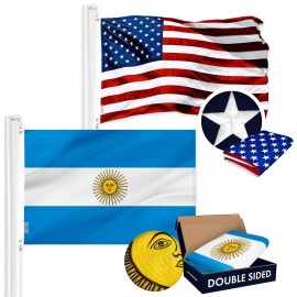 UD_G128 Combo Pack: USA American Flag 3x5 Ft Embroidered Stars & Argentina (Argentinian) Flag 3x5 Ft Double-sided Embroidered 21