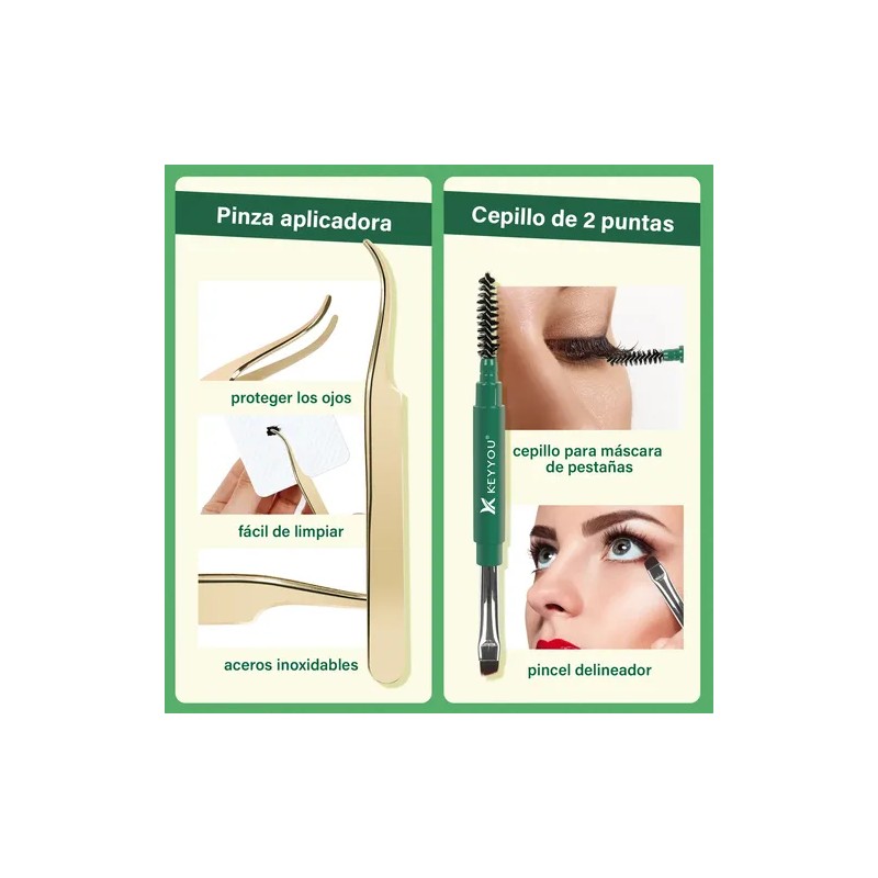 Extensiones De Pestañas Jade Olive Mixta Gruesa Natural