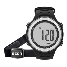EZON Heart Rate Monitor with Chest Strap, Exercise Heart Rate Monitor, Sports Watch (with HRM), Waterproof, Stopwatch, Hourly Alarm T007 with Japanese Manual