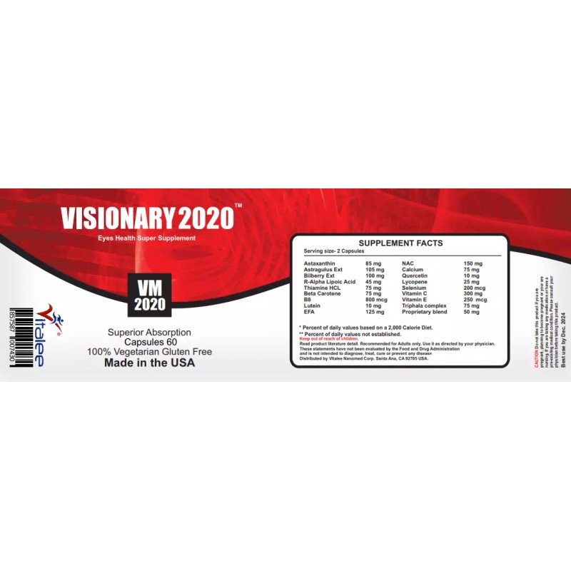 Visionary 2020 Vision Macular Health and Eyes Overlight Sensitivity (Caps