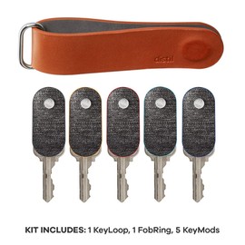 Distil Union Ferris KeyLoop Key Organizer | Minimalist Compact Key Holder | Includes Leather Cover, 5 KeyMods, & FobRing | Holds up to 6 Keys + Car Key