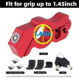 Windance Motorcycle Anti Theft Lock,Heavy Duty Front Brake Lock,Throttle Grip Clutch Brake Lever Handlebar Lock for Protection (Red, L)