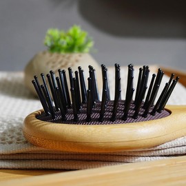 Morsafe Wooden Paddle Brush Nylon Bristle Mini Hair Brush and Comb Set