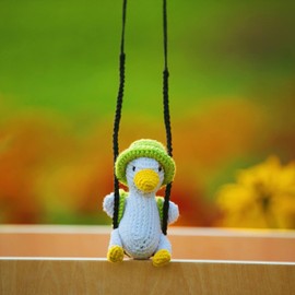 Bunny Crochet Swing Duck Car Hanging Ornament, Accessories for Rearview Mirror, Car Pendant Duck Hanging Swing, Handmade Hanging car Charm, usable as House Decoration (Swing Duck Ornament)