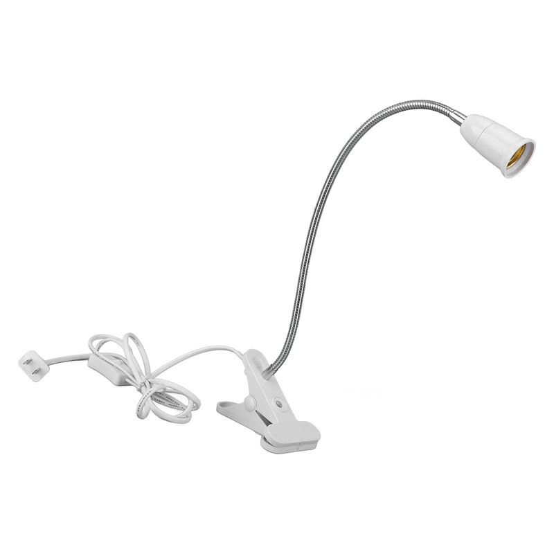 E26/E27 Clip Desk Lamp Holder 5.9ft Cable 11.8in Gooseneck Design