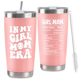 Girl Mom Gifts for New Moms, In My Girl Mom Era 20 Oz Pink Stainless Steel Tumbler Set for Mothers Day, Pregnant Women, Mama, Expecting Moms to Be, First Time Mother, Mommy, Wife, Friend, Sister