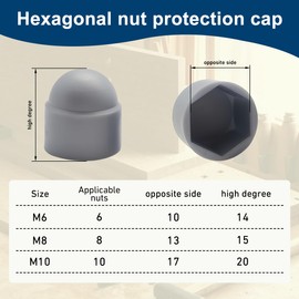 Drenky Pack of 25 M10 Screw Covers, Wrench Size 17, Cover Caps for Nuts, Hexagonal Screw Cover Made of Plastic, PE Screws and Nuts, Cover Caps, Grey