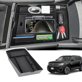 Neepiar Center Console Organizer Compatible with 2024 VW Volkswagen Atlas and Cross Sport Armrest Storage Tray Interior Center Console Storage Box Secondary Accessories