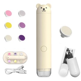Baby Nail Trimmer Electric, Baby Nail File, USB Charging Clippers kit with 6 Grinding Heads & LED Light for Safe for Newborn Kids and Adult Trim and Polish Set (Yellow)