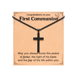 PINKDODO 1st First Communion Gifts for Boys Cross Necklace Religious Christian Christening Easter Gifts for Teen Teenage Boys