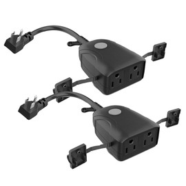 Feit Electric Smart Dual Outdoor Plug, WiFi Waterproof Plug, Grounded Sockets, Compatible with Alexa and Google Assistant, App Controlled, 15Amp Indoor/Outdoor 2 Outlet WiFi/WP (2 Pack)