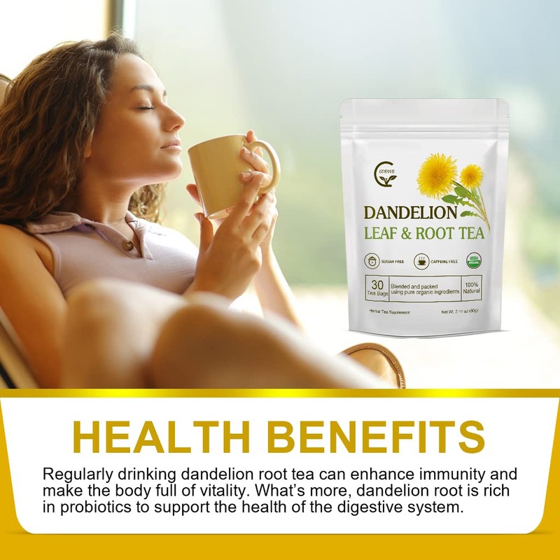 Organic Dandelion Leaf & Root Tea, Supports Kidney Function and