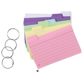 petofqq 300PCS Colored Index Cards, Ruled Index Cards, with Rings Flash Cards, Single Hole Punched Lined Flashcards