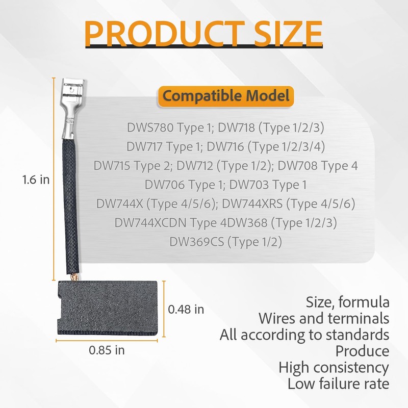 Carbon Brushes Suitable For Dewalt DW718 / DWS780 / DW717