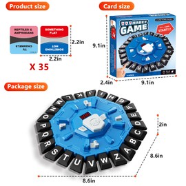 Resflycheng Word Game Family Board Game with Digital Display Timer and 2 Categories Modes Fun Fast-Paced 24-Letter Game for Learning Party Interactive (Blue)