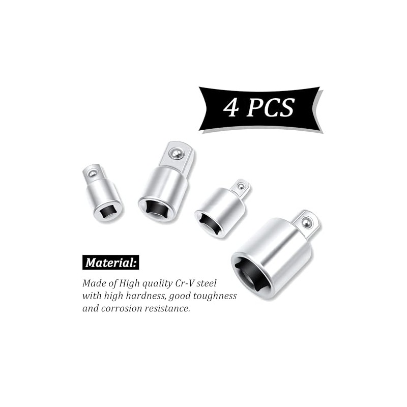 Dianrui 4 PCS Socket Adapter Set, 3/8 to 1/2 Socket