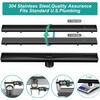 ELLO&ALLO 24 Inch Matte Black Linear Shower Drain, SUS304 Stainless