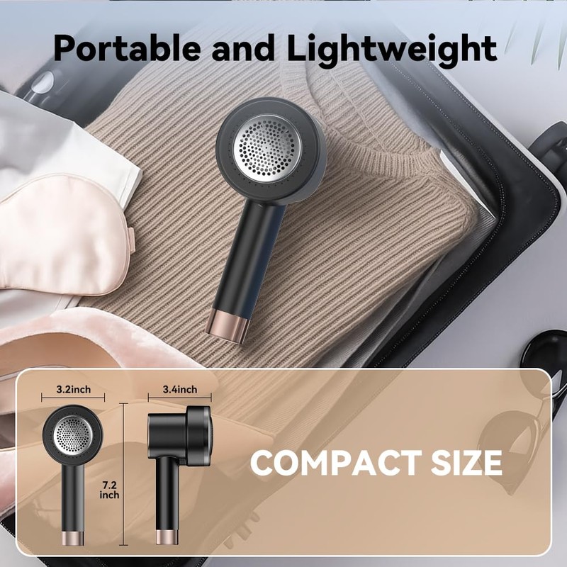 Rechargeable Fabric Shaver, 6-Leaf Blades, LED Display, 3 Speeds