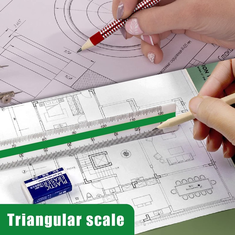 1 Piece Scale Ruler, Triangular Ruler Metric for Architects and