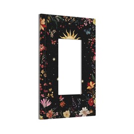 JDAKHD Celestial Night Garden Plants Floral Sky 1-Gang Decorator Rocker Switch Cover Gothic Dark Space Star Hippie Moon Single Device Dimmer Compatible Decorative Gfci Receptacle Wall Plate Kitchen