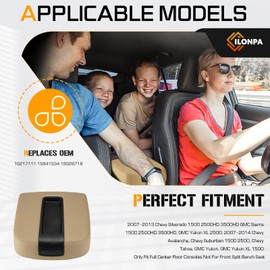 ILONPA Beige Center Console Armrest Lid Box Cover Fits for 2007-2014 Chevy Avalanche Tahoe Suburban, GMC Sierra Yukon XL Replace for 15217111 15941534 19328718, Middle Console Armrest Lid Top