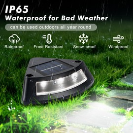 Qoosea Solar Lights Outdoor Garden 4 Pack, IP65 Waterproof Solar Step Lights, Outdoor Stair Light for Decorative Use on Step Deck Front Porch Patio Doorstep Pathway - White