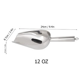 Haosie 12oz Ice Scoop, Metal Scoop, Stainless Steel, for Sweet Scoops Bar Kitchen Buffet Party Wedding (9.4 x 3.4 x 1.8in)