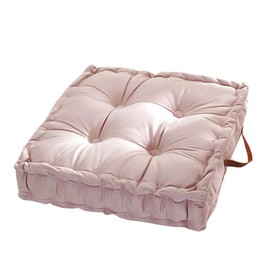 vctops Square Solid Color Velvet Seat Cushion with Handle Tufted Thicken Chair Pad Tatami Floor Pillow Cushion 16.5"x16.5"x4" Pink
