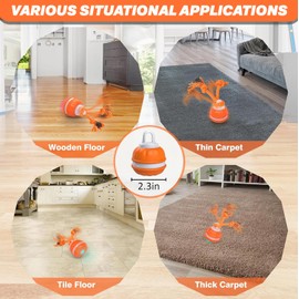 Interactive Dog Toy, Motion-Activated & Automatic Rolling, USB Rechargeable Smart Dog Ball with Teaser Rope & Squeaky Sound for Small & Medium Dogs, Puppy Stimulation Toy – Orange & Blue (Orange)