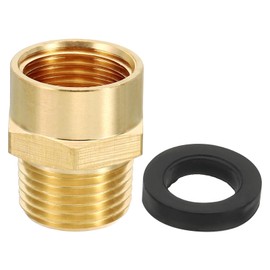 PATIKIL Brass Pipe Fitting Adapter, 1/2" NPT Male Thread x 1/2" G Female Thread Brass Reducer Hex Tubing Hose Connector Adaptor with Washer for Plumbing