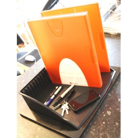 Rexel Modular Desk Tray with Document Boxes 1 Slim 1 High Capacity Tomato Ref 2101342