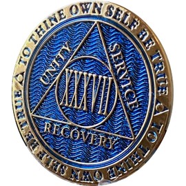 37 Year AA Medallion Dusty Blue Color Gold Plated Chip XXXVII