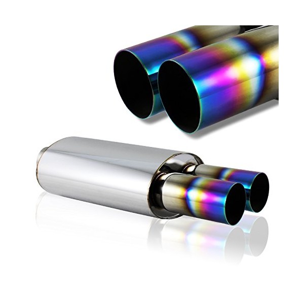 HYPERSPEED Universal DTM Style 3" Dual Flat Tip 2.5" inlet